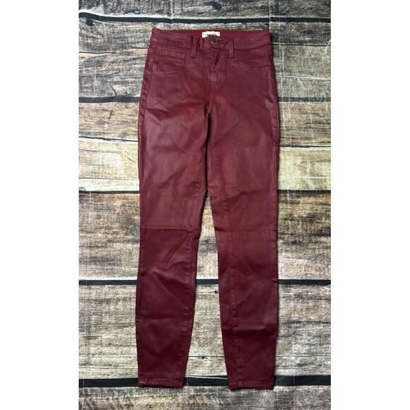 L'Agence Pants Women's 24x26 Coated Margot High Rise Skinny Red - Picture 1 of 11